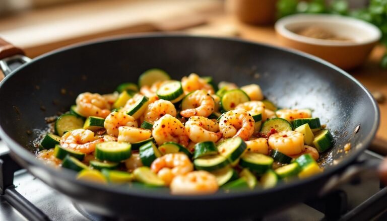 Poêlée de crevettes, courgettes et curcuma doux