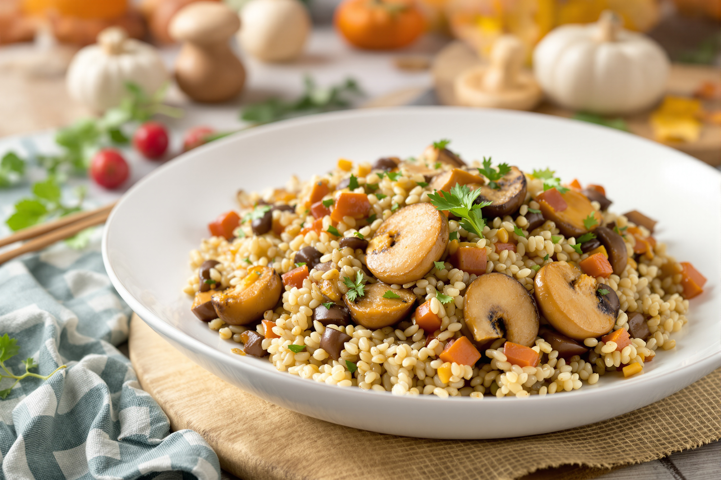 Poêlée d'automne aux 3 champignons et Boulghour