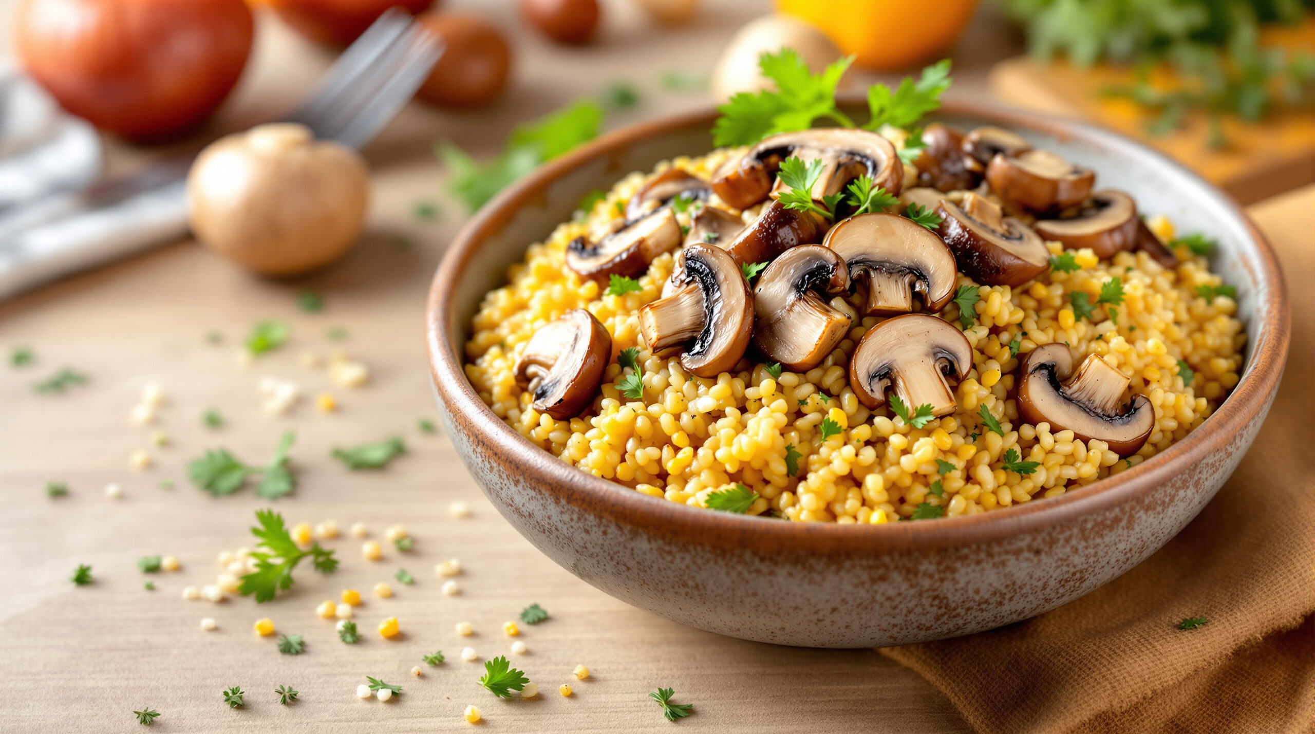 savourez notre poêlée d'automne aux 3 champignons et boulghour, un plat réconfortant et riche en saveurs pour célébrer la saison.