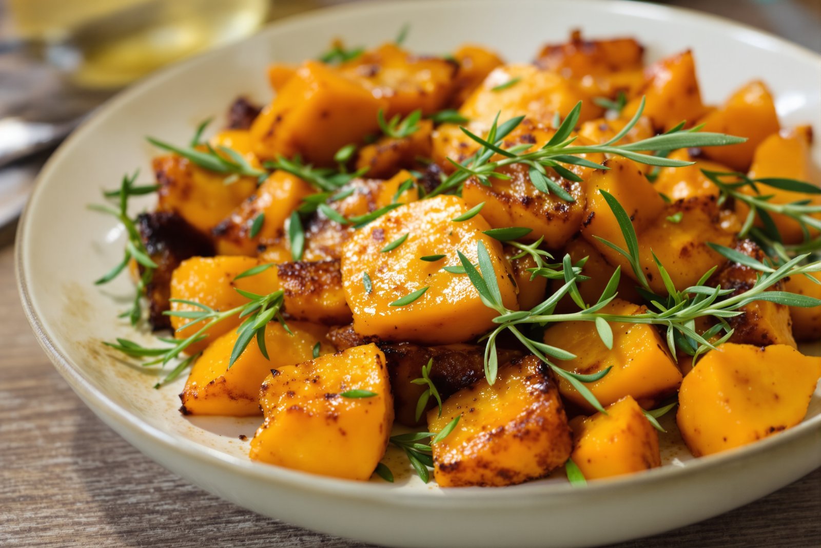 Poêlée de potimarron au miel et romarin