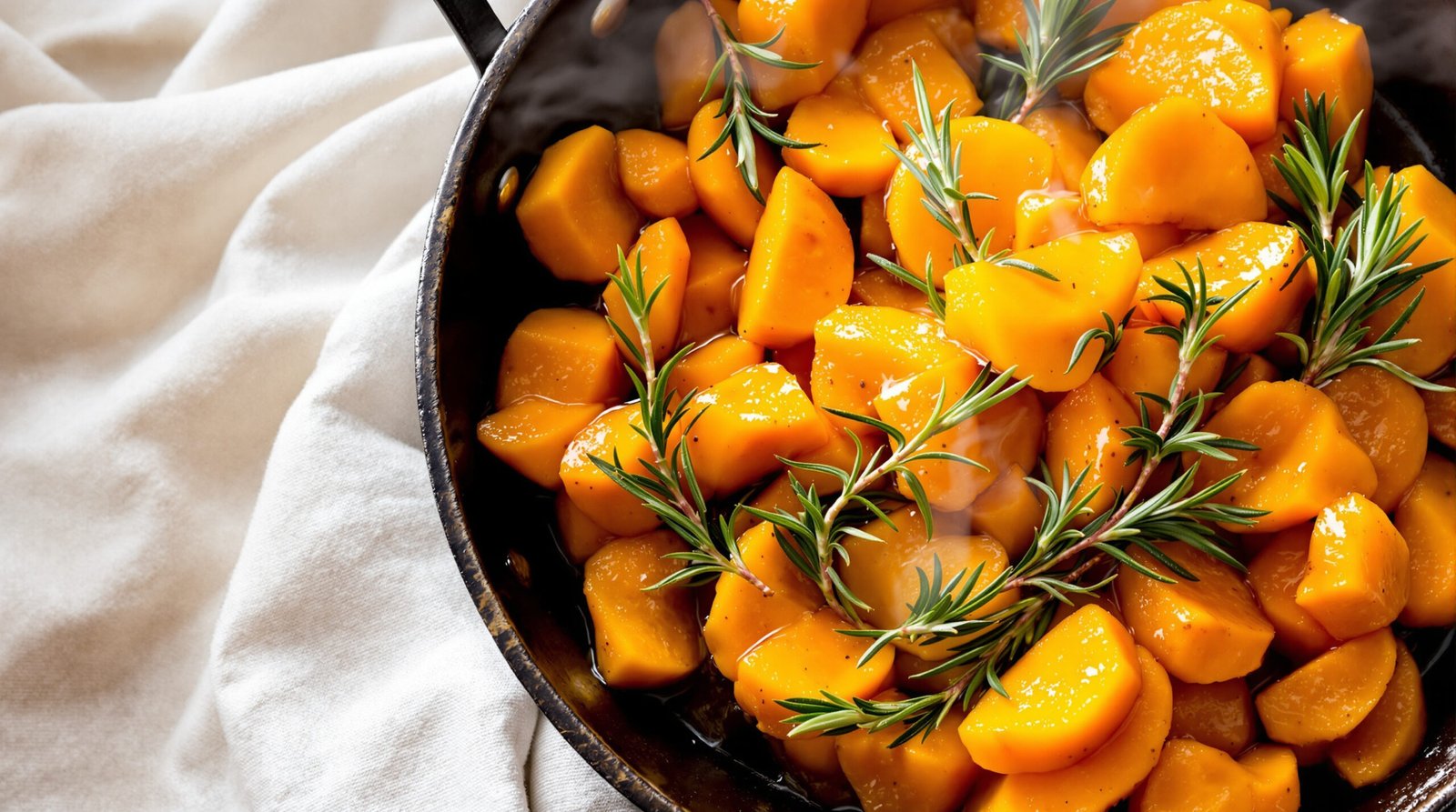 découvrez une délicieuse poêlée de potimarron au miel et romarin, un plat savoureux et réconfortant parfait pour les soirées d'automne.