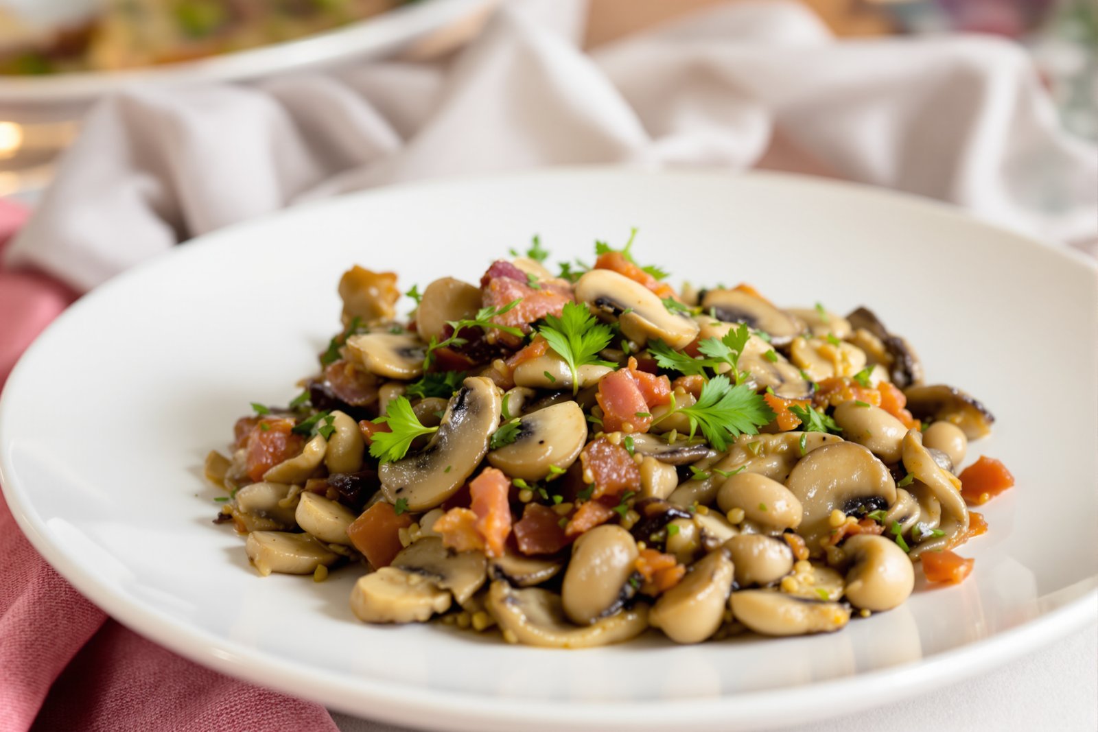 Poêlée forestière : champignons, lardons, persil