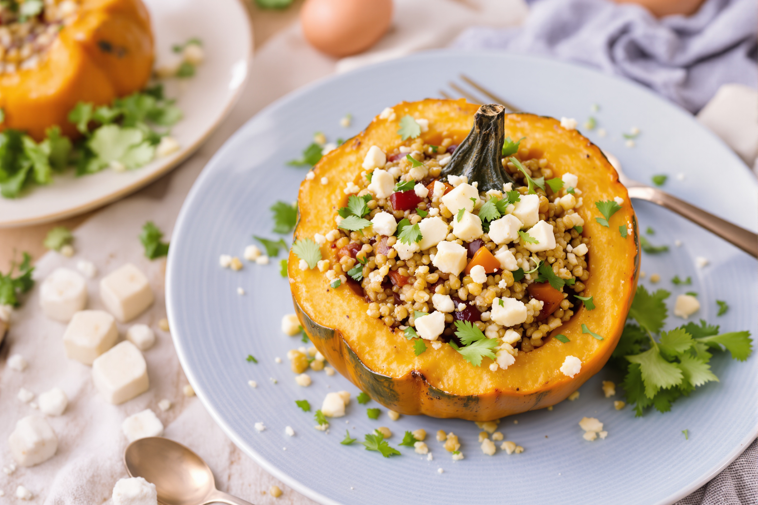 Potimarron farci au quinoa et feta