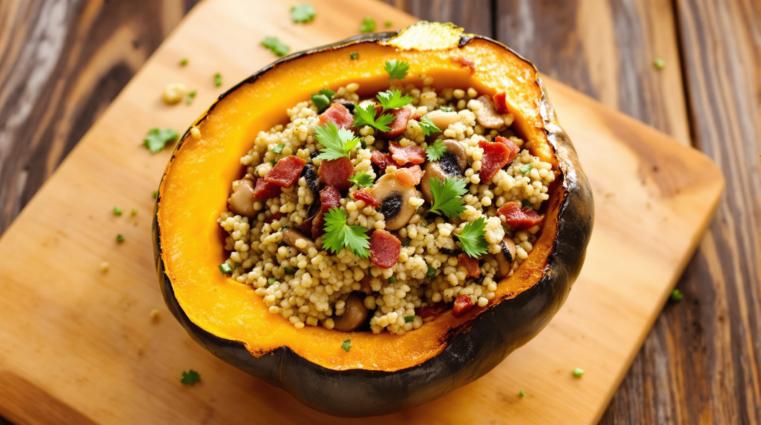 découvrez notre recette savoureuse de potimarron farci au quinoa et feta, un plat équilibré et coloré parfait pour un repas sain et gourmand.