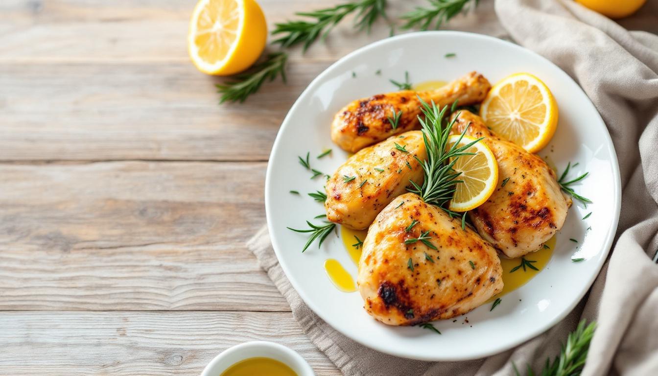 découvrez notre recette de poulet au citron, romarin et huile d’olive, spécialement élaborée pour réduire les ballonnements tout en restant savoureuse et facile à préparer.