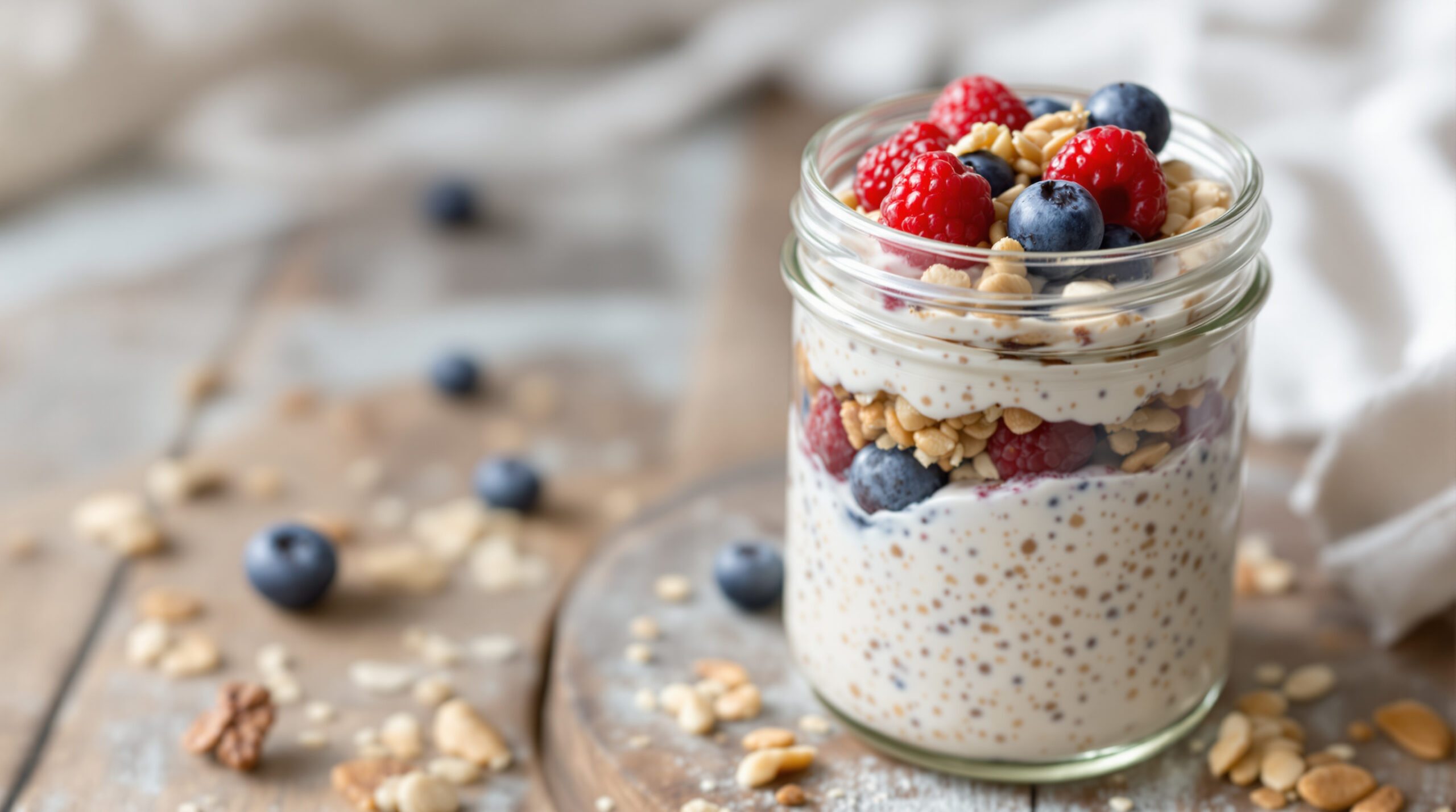 découvrez notre recette de protein overnight oats, un petit-déjeuner healthy et protéiné qui vous aide à tenir jusqu’à midi avec énergie et plaisir.