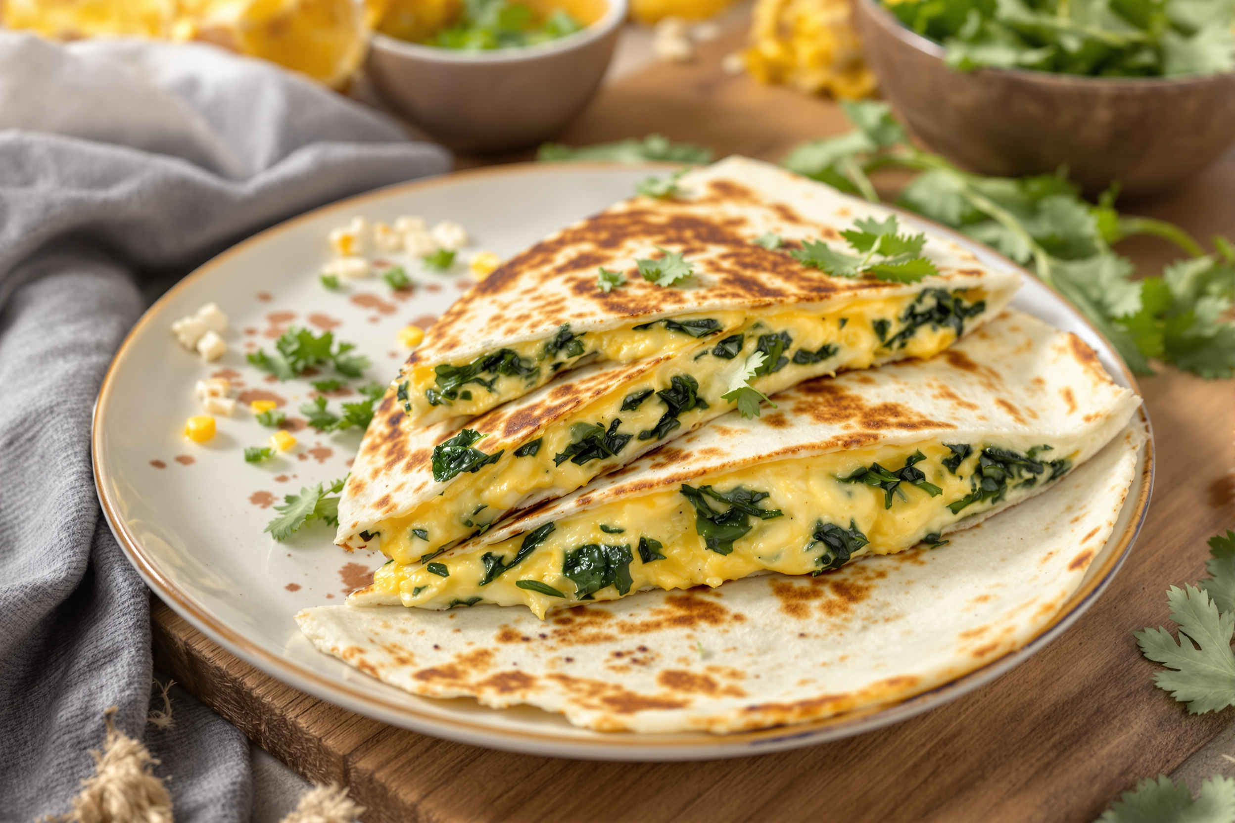 Quesadilla petit-déj healthy : œufs, épinards, protéines… prête en 5 min