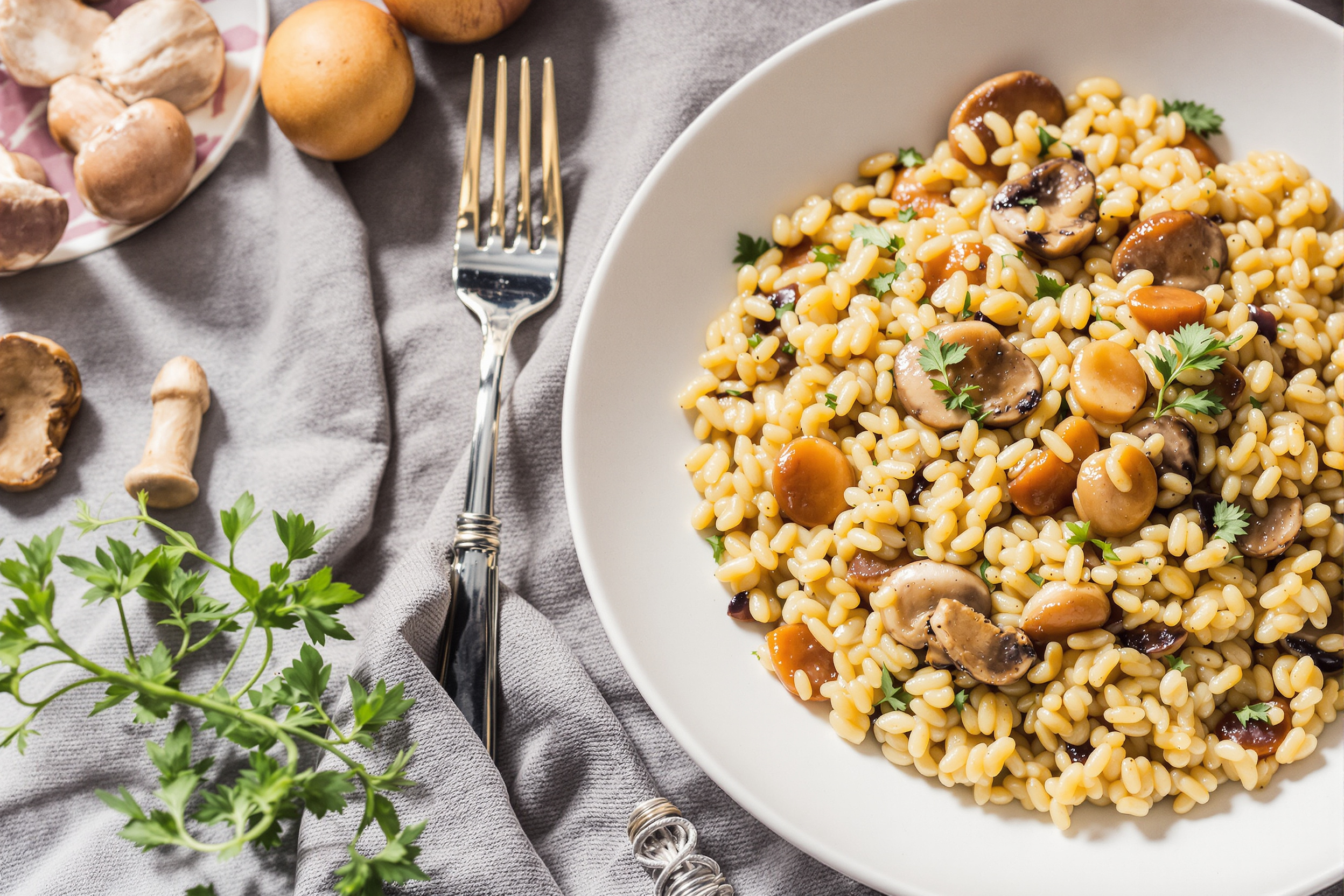 Risotto châtaignes et champignons