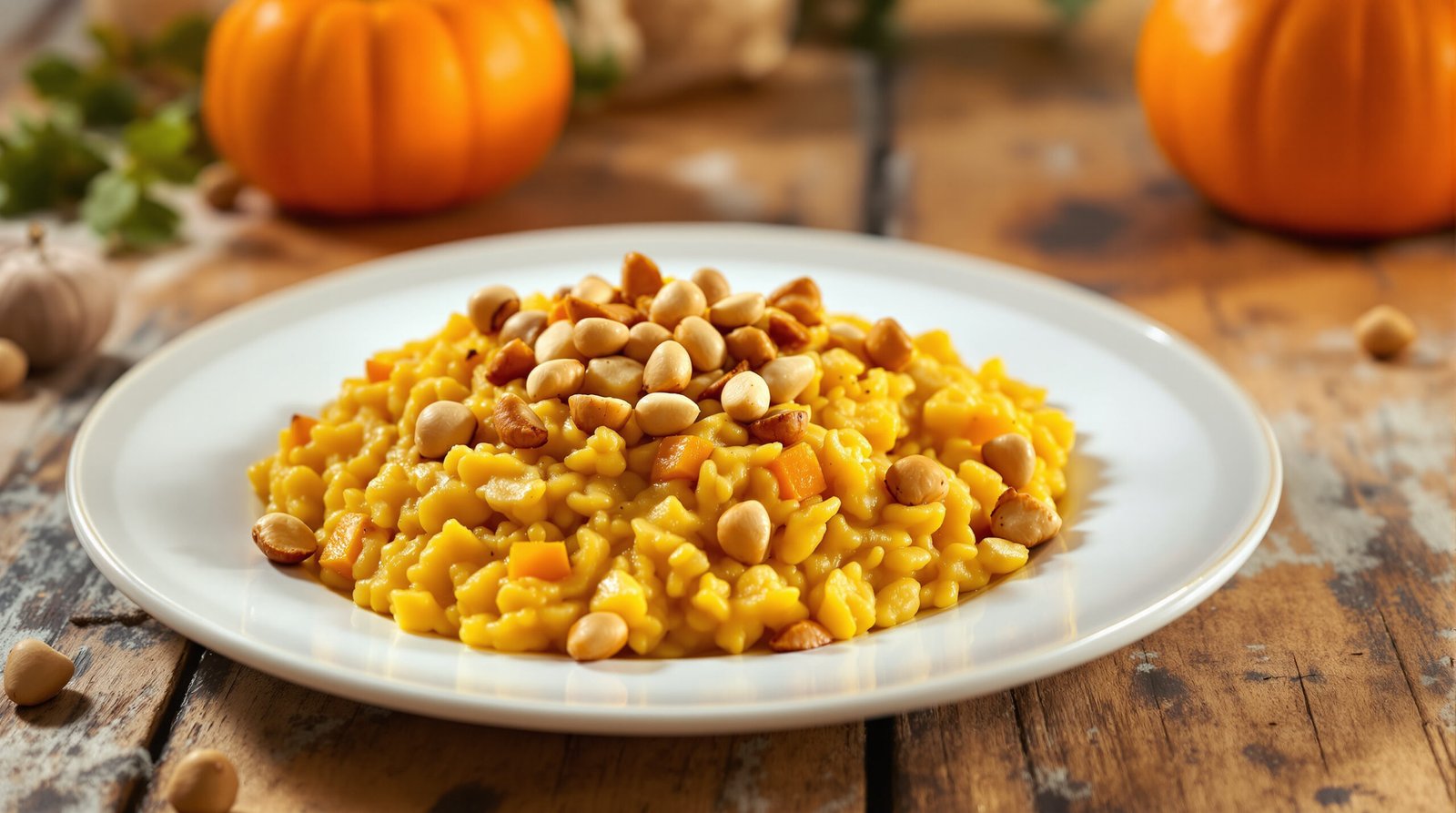 découvrez notre recette savoureuse de risotto au potimarron et noisettes torréfiées, un plat onctueux et gourmand parfait pour réchauffer vos repas automnaux.