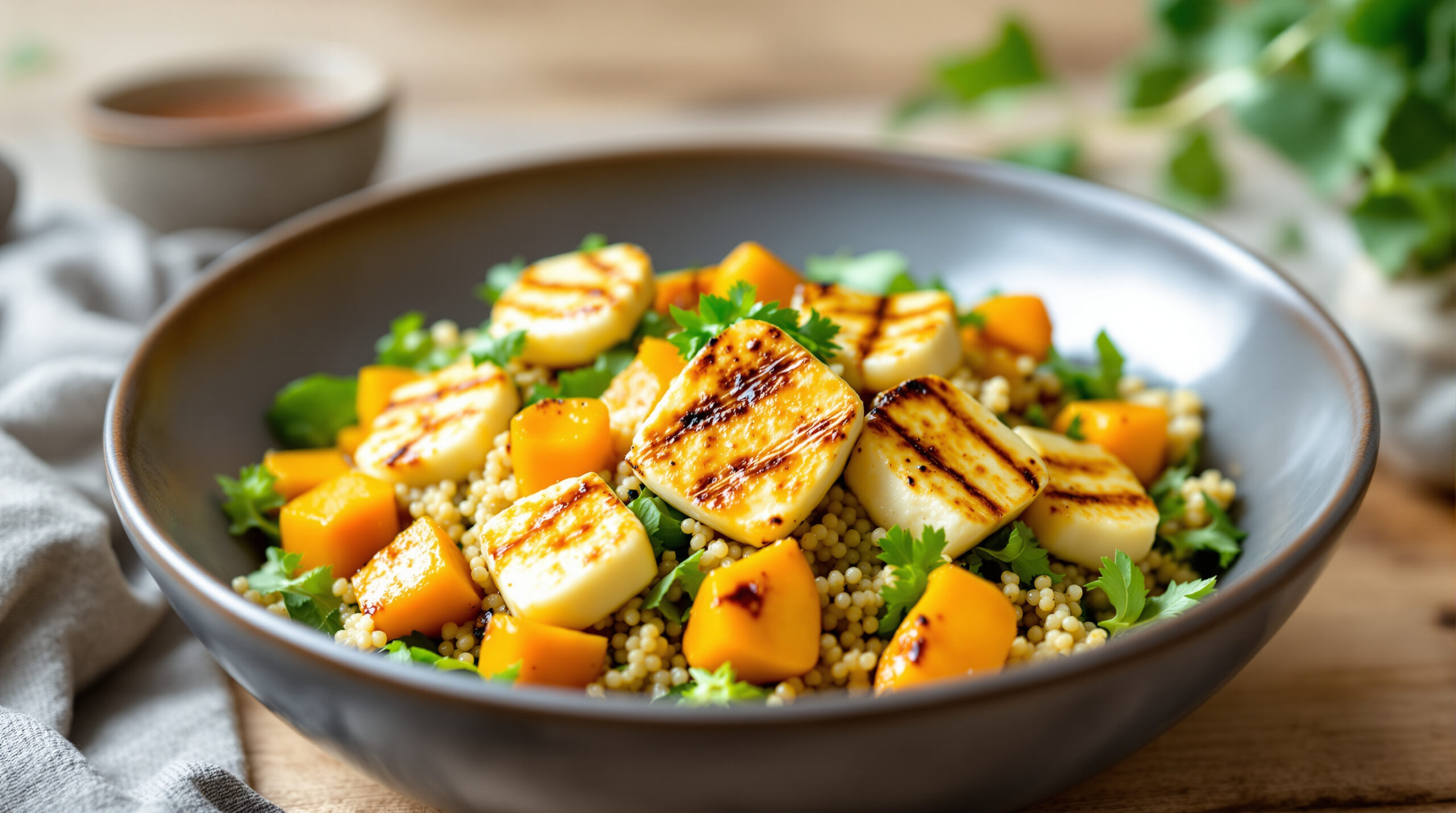 Salade Quinoa, butternut rôti et Halloumi grillé