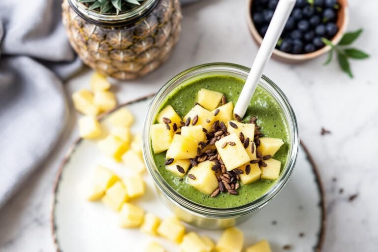 smoothie détox ananas-pomme-spiruline