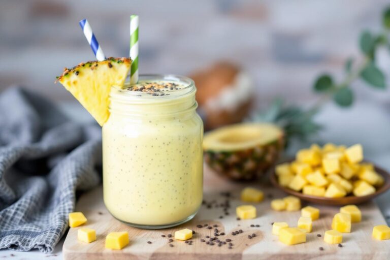 Smoothie tropical – ananas, coco et graines de chia