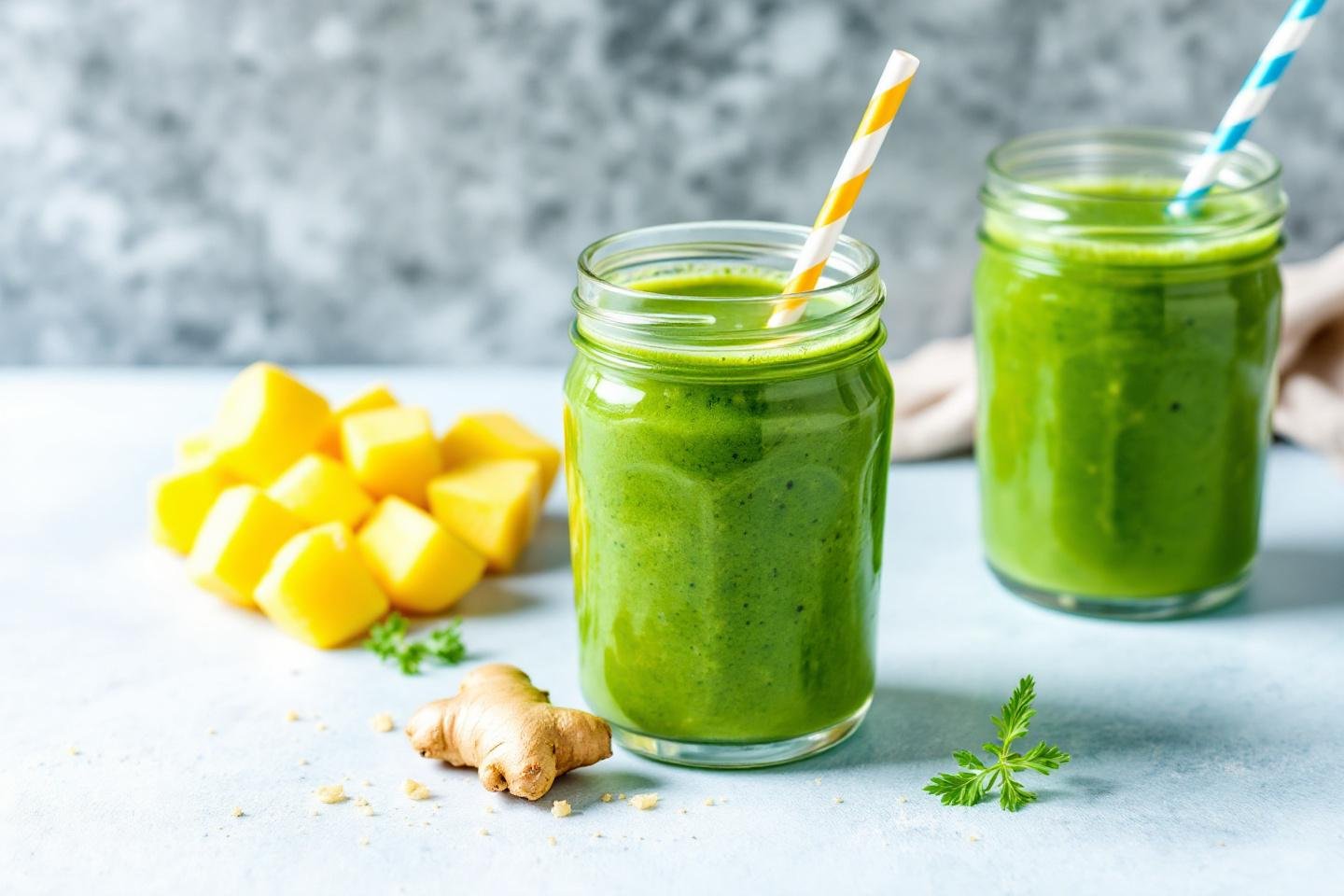 Smoothie vert anti-inflammatoire au kale, ananas et gingembre