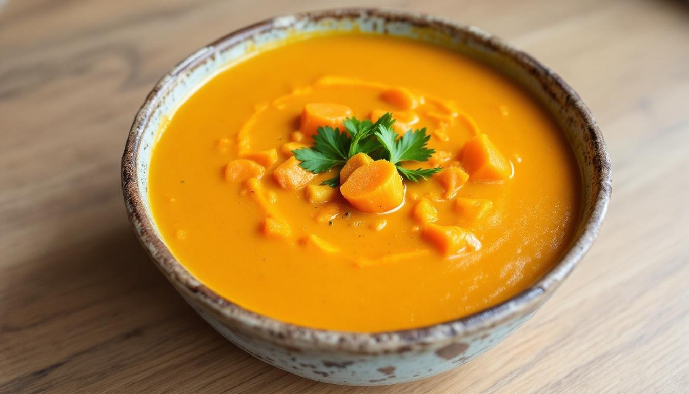 découvrez une soupe anti-inflammatoire savoureuse à base de gingembre, carotte et curcuma, idéale pour renforcer votre santé naturellement.