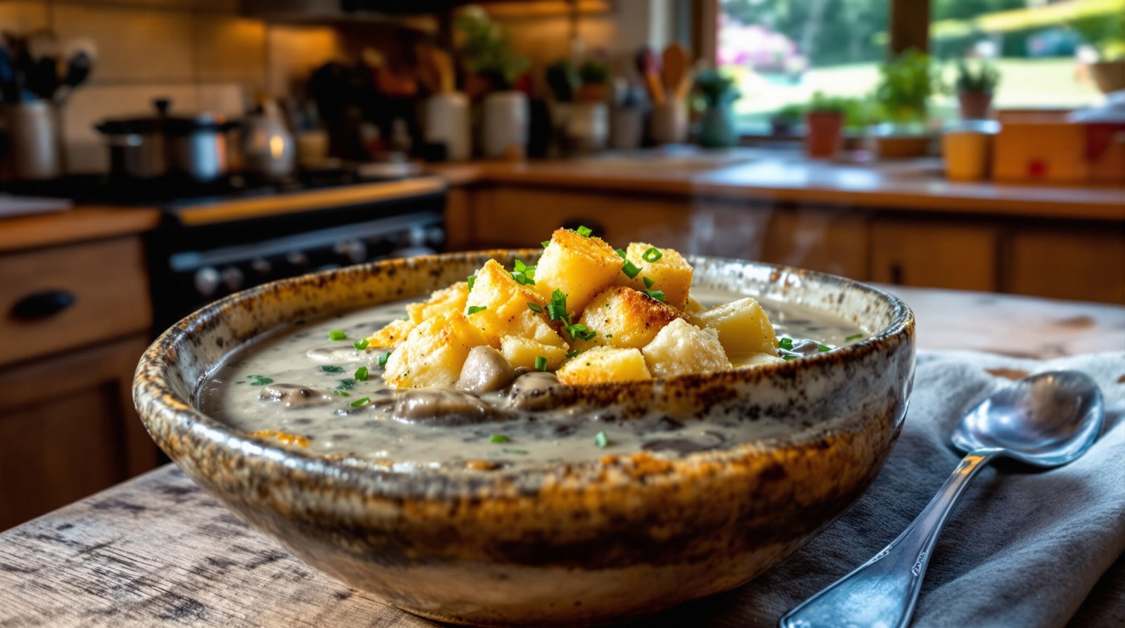 découvrez notre délicieuse soupe crémeuse aux champignons et pommes de terre, une recette réconfortante et facile à préparer pour vos repas.