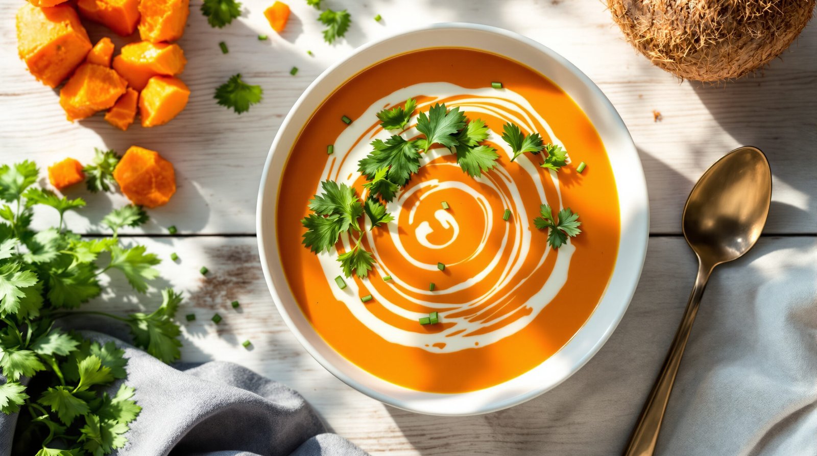 découvrez notre délicieuse recette de soupe de potimarron rôtie au lait de coco, parfaite pour réchauffer vos soirées avec une touche douce et crémeuse.