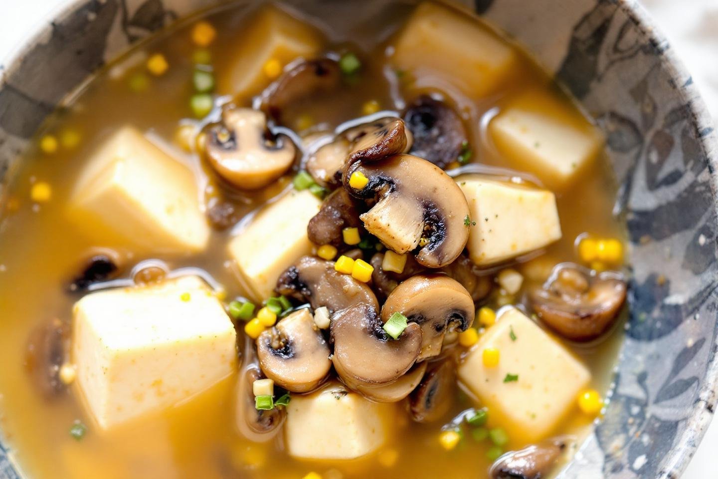 Soupe miso réconfortante aux champignons et tofu soyeux