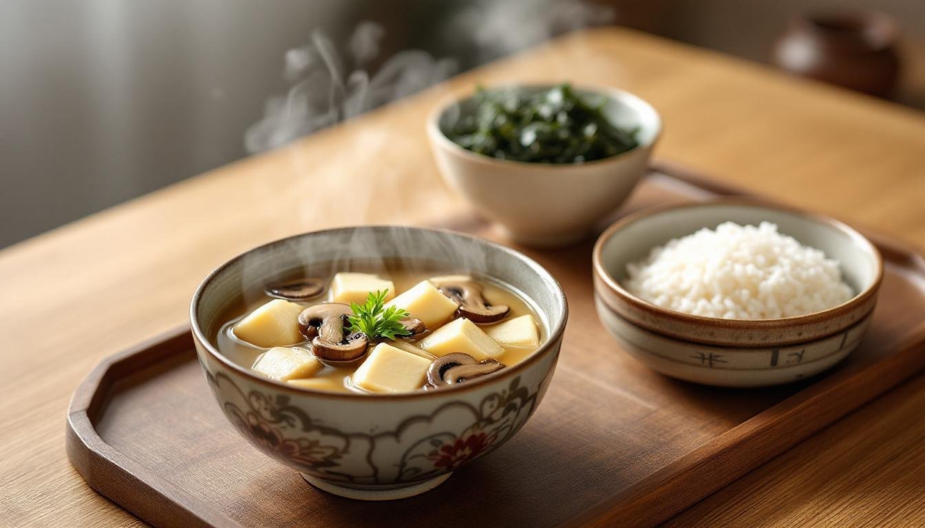 découvrez notre recette de soupe miso réconfortante aux champignons et tofu soyeux, un plat sain et savoureux parfait pour réchauffer vos soirées.