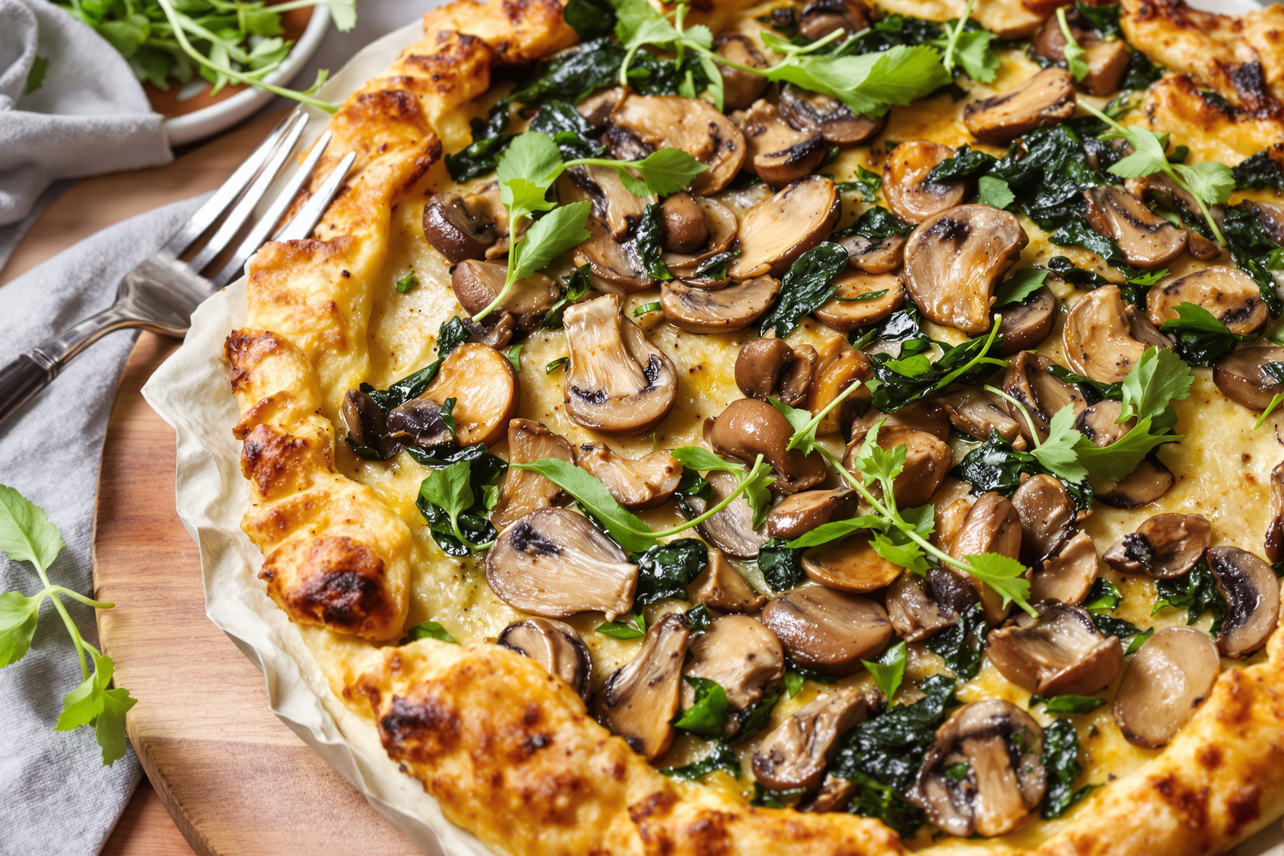 Tarte fine champignons épinards