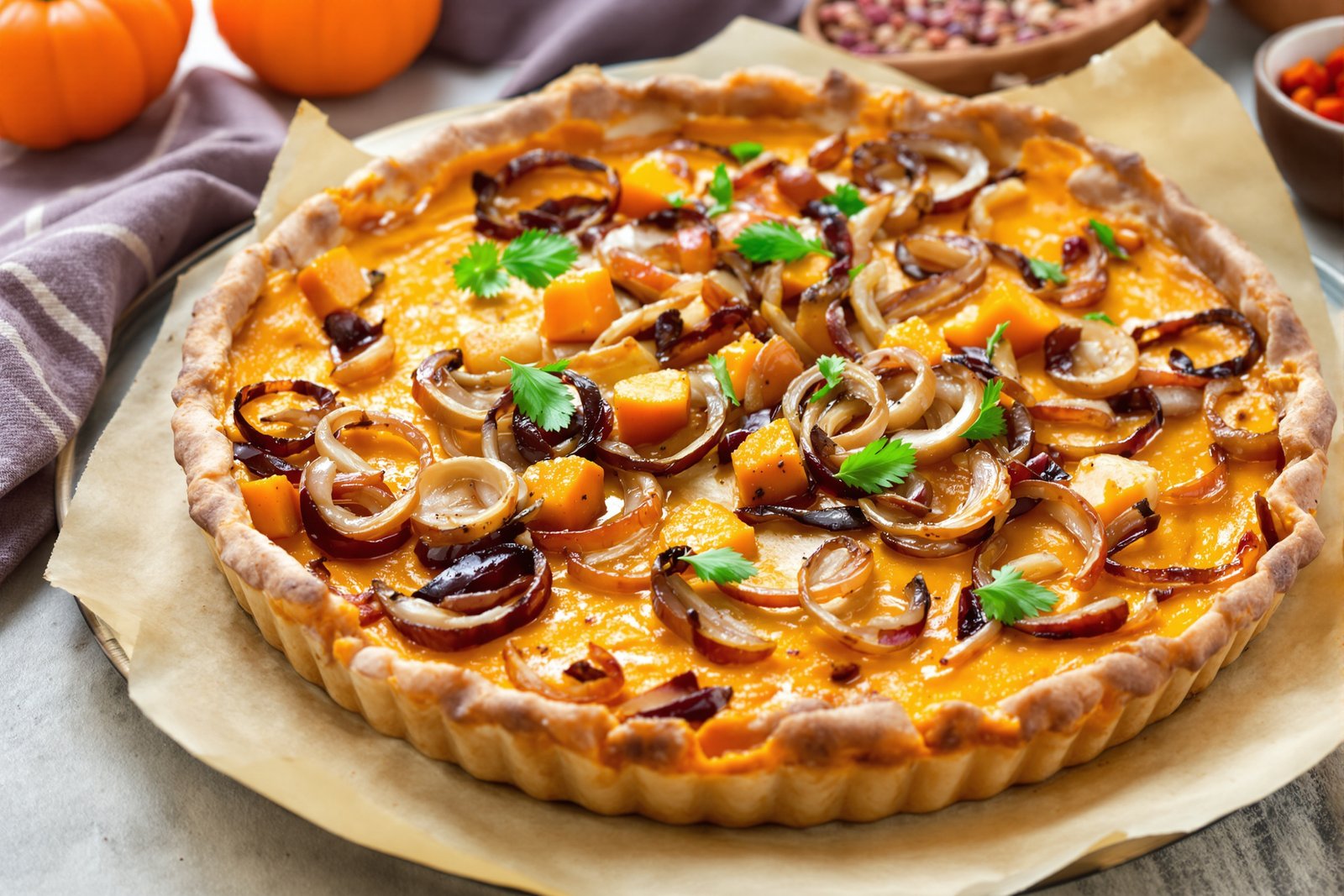 Tarte salée potimarron & oignons caramélisés