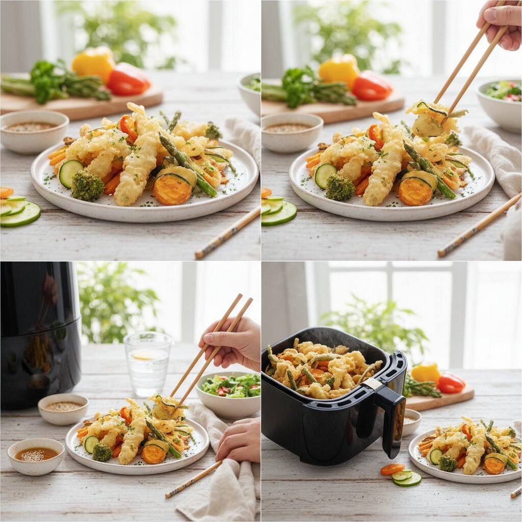 découvrez notre recette de tempura de légumes légers cuits au airfryer, une façon saine et croustillante de savourer vos légumes préférés en toute simplicité.