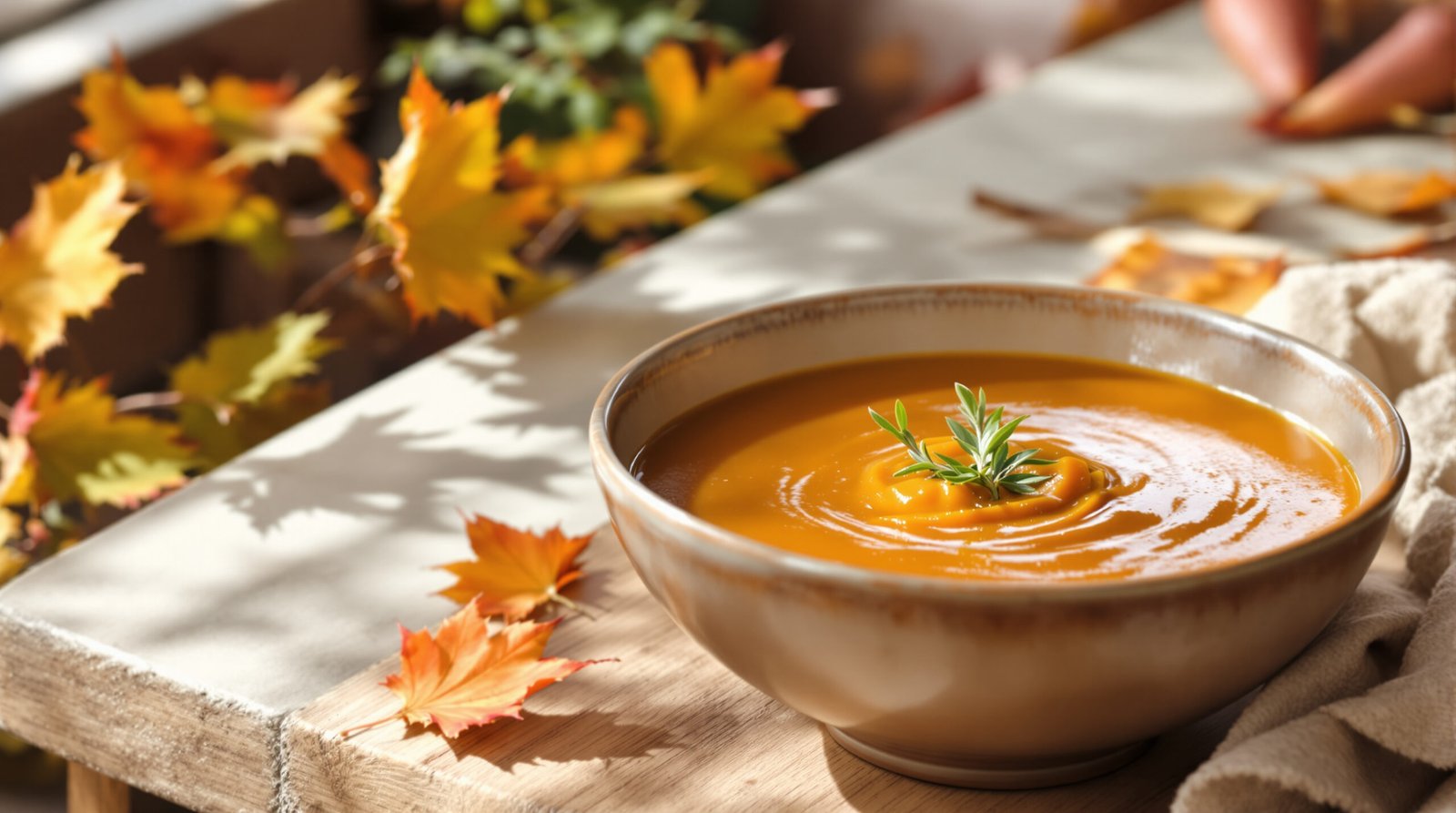 découvrez notre velouté de châtaignes et carottes au thym, une recette savoureuse et réconfortante idéale pour les journées fraîches.