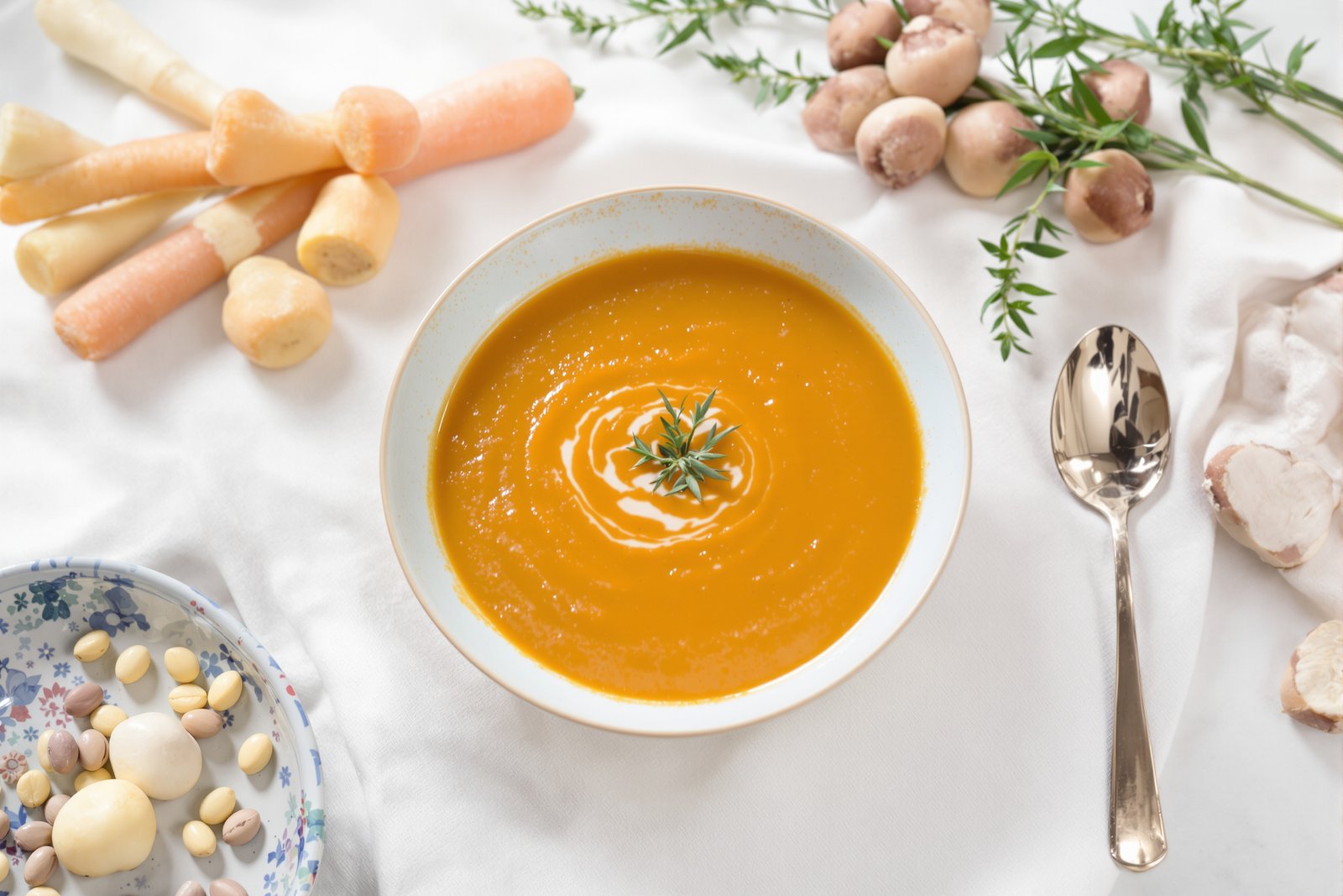 Velouté de châtaignes et carottes au thym