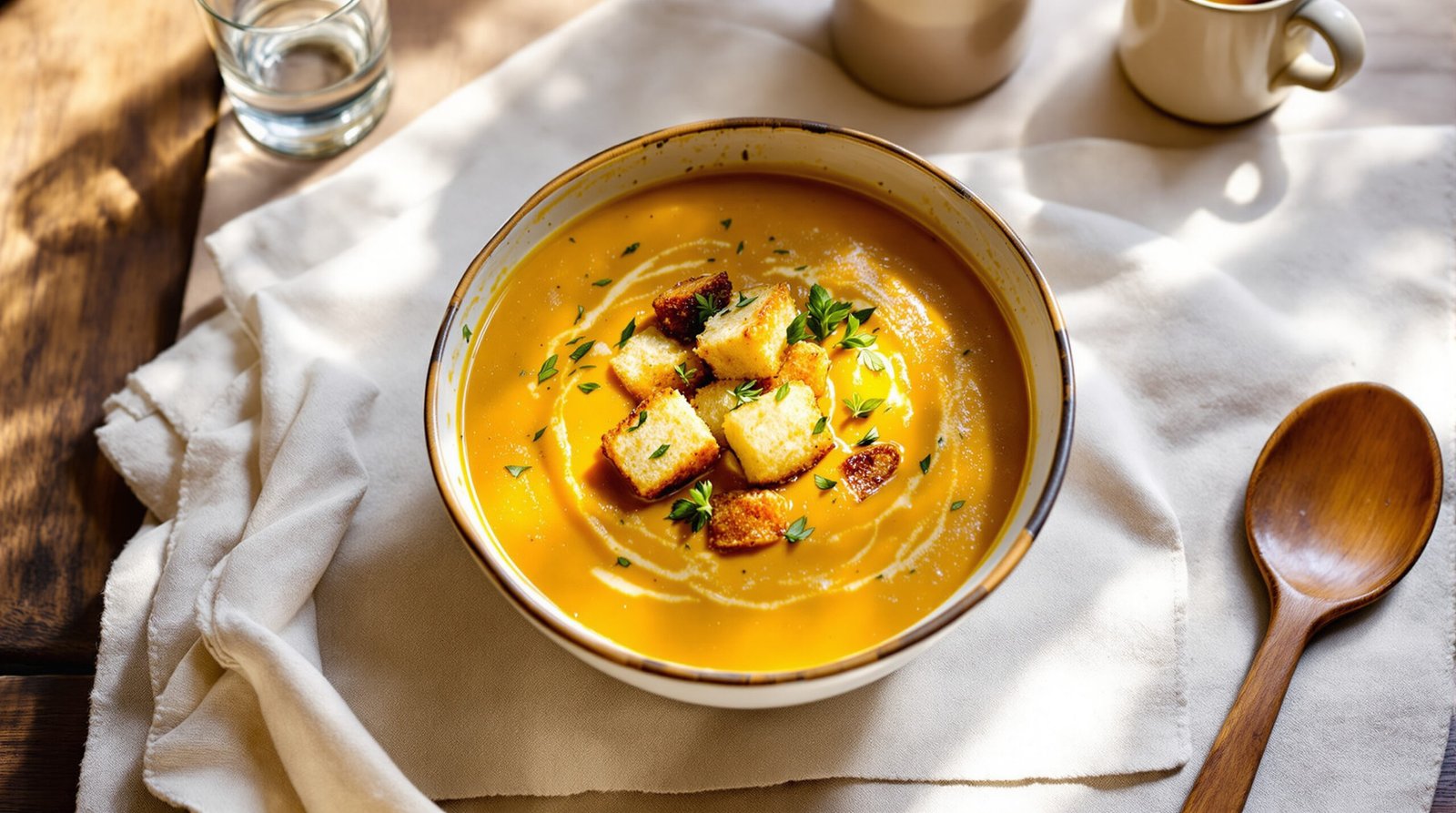 découvrez notre recette facile et gourmande de velouté de châtaignes et carottes au thym, une soupe réconfortante aux saveurs automnales, idéale pour vos repas chaleureux.