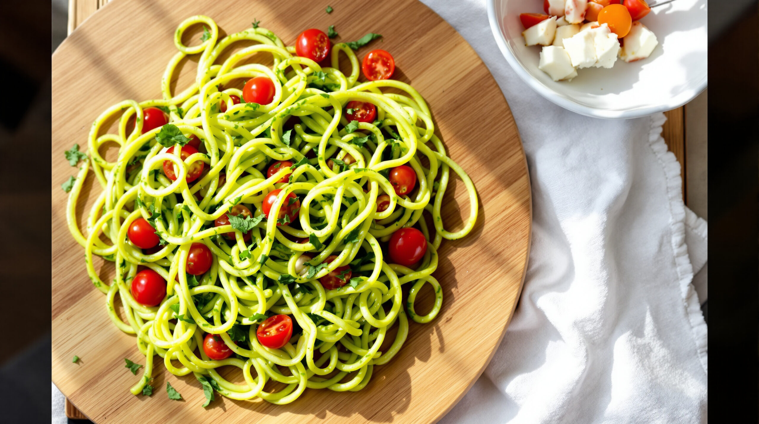 découvrez notre recette de zoodles au pesto d’avocat, un plat green, healthy et ultra tendance parfait pour une alimentation saine et gourmande.